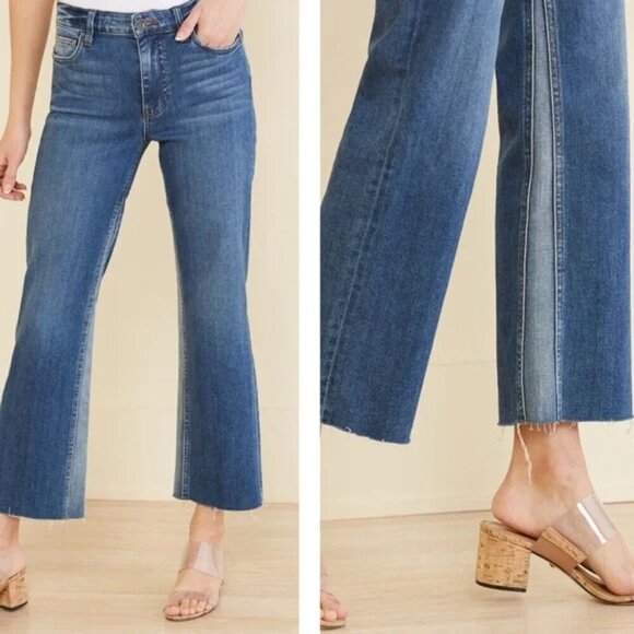 Kut from the Kloth Kelsey High Rise Ankle Flare Jeans Size 6 Two Tone Blue - Picture 1 of 11
